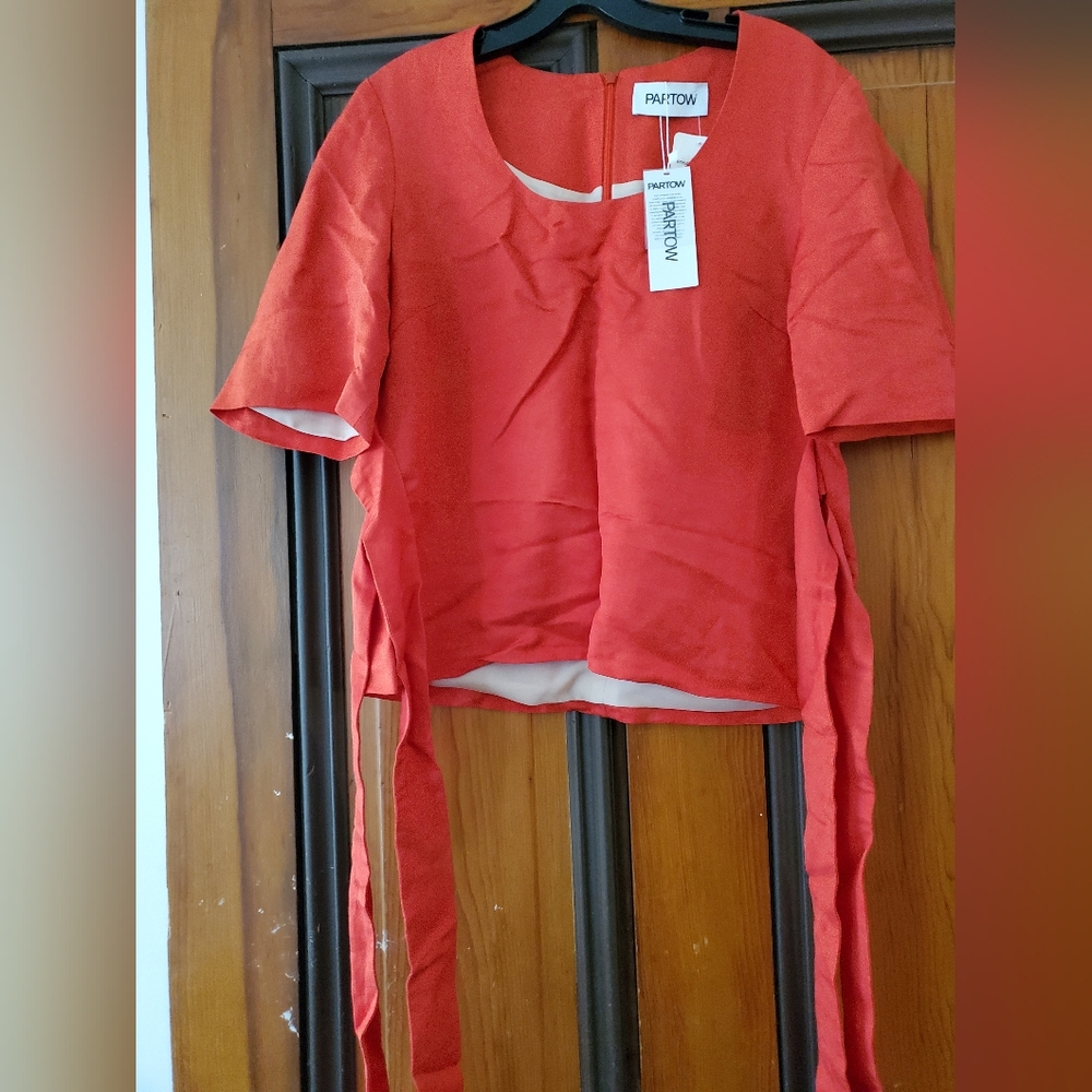 NWT $995 sz 4 Partow boxy top with side ties